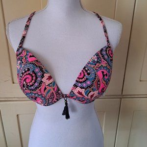 Shade and Shore Women's Paisley Print Bikini Top NWT Sz 34DD